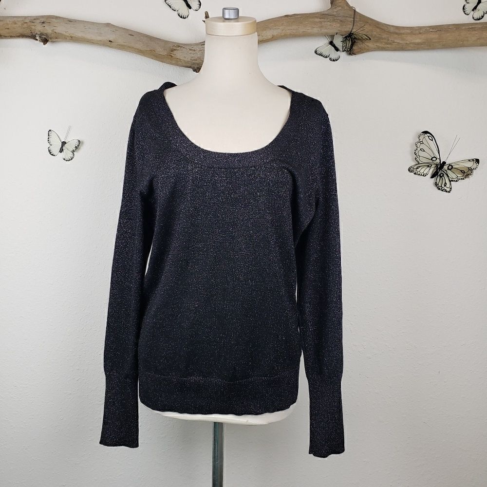 Attention black sparkle stretchy party sweater